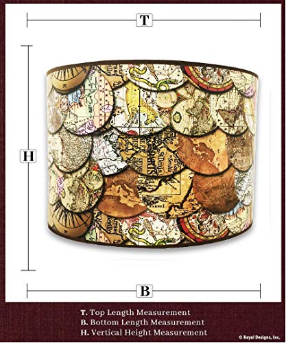 Image of Royal Designs, Inc. Trendy Decorative Handmade Drum Shade, Made in USA, 10in, HBC-8015-10, Victorian Maps