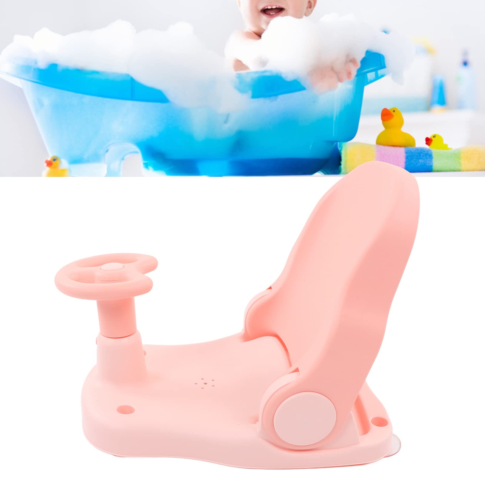 Badewannen-Baby-Badestuhl badewannensitz kleinkind Rutschfest Verstellbar, Sicherheit für Kleinkinder (Rosa) Baignoires