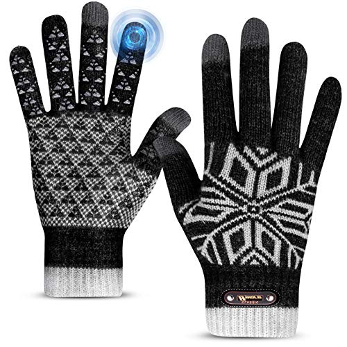 Bymore Winter Gloves, Winter Gloves for Men and Women, Touch Screen Gloves for Texting Thermal Gloves for Running Anti-Slip Warm Knit Gloves Elastic Cuff