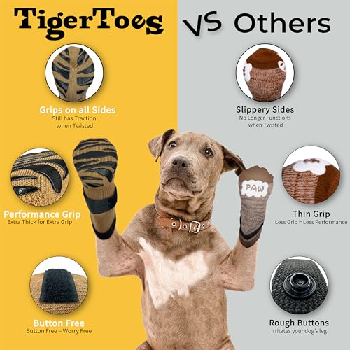 DOK-TigerToes-Premium-Non-Slip-Dog-Socks-for-Hardwood-Floors-Extra-Thick-Grip-That-Works-Even-When-Twisted-Prevents-Licking-Slipping-and-Great-for-Dog-Paw-Protection-Cool-Caramel-Large DOK TigerToes Premium Non Slip Dog Socks for Hardwood Floors Extra Thick Grip That Works Even When Twisted Prevents Licking Slipping and Great for Dog Paw Protection Cool Caramel Large