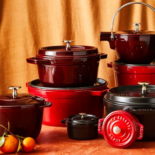 Image of Staub Cast Iron Round Dutch Oven, Made in France, Grenadine, 4-qt, Serves 4-6 people