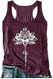 Womens Mandala Vintage Graphic Racerback Tank Tops Summer Casual Loose O-Neck Tanks Vest Vacation Classic-Fit Shirt Cami(Mandala Lotus-Purple,Large)