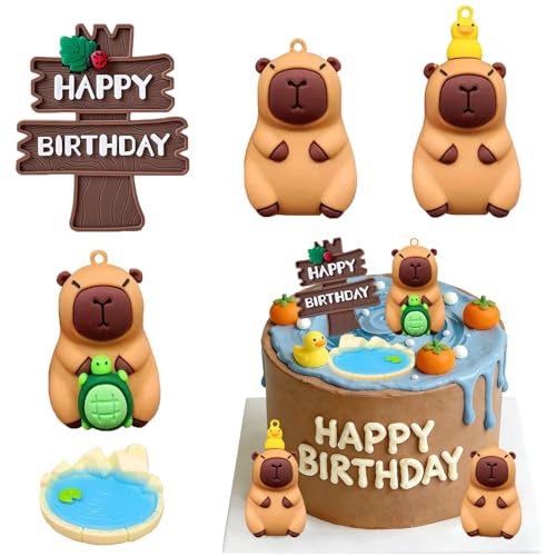 Decoration Gateau Capybaras Mignon Mini Deco Gateau de Capybara Figurine Capbar Décoration Gateau...