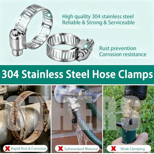 Image of Dianrui 122 PCS Hose Clamp Assortment 1 /4 inch-2 inch(6-51mm) 304 Stainless Steel Hose Clamp Kit, Worm Gear Hose Clamps Heavy Duty for Plumbing /Tube /Automotive /Marine-8 Size