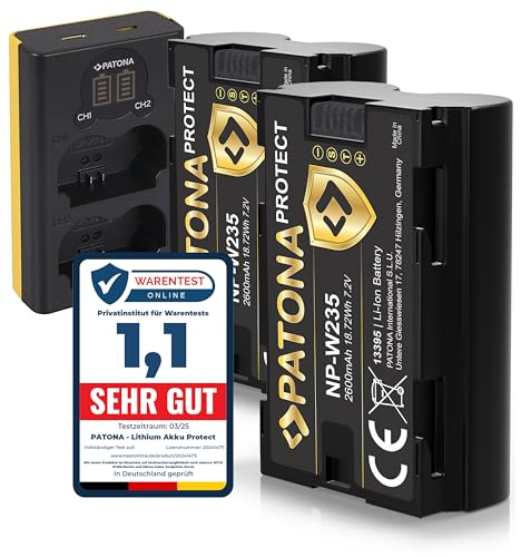 LCD Caricatore Doppio USB-C 5V 2.1A con 2x np-w235 Protect V1 Batteria NTC Compatibile con Fuji Fujifilm xh2 x-h2 x-h2s gfx 100 x-s20 xs20 x-t4 xt4 x-t5 xt5 xt 5 gfx-100 gfx100