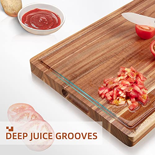 Tabla de Cortar de Madera de Acacia, 50,8 x 38,1 cm, Rectangular con Ranura para Jugos y Mango Integrado, Ideal para Carnes y Charcutería miniatura 3