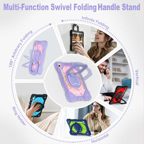 Image of WESOROL Case for Samsung Galaxy Tab S10 Lite /S10 FE /S9 FE 10.9 Inch Galaxy Tab S9 11 Inch,Drop Protection Samsung S9 FE Tablet Case with Screen Protector Rotate Stand Pen Holder,Purple Rose