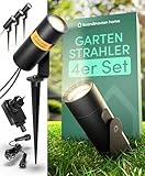Scandinavian home Gartenbeleuchtung 4er Set - 12V LED Gartenstrahler mit Erdspieß, IP65 Wasserdicht, 3000K Warmweiß, Strahler Außen - Erweiterbare Gartenbeleuchtung mit Strom für Garten & Wege