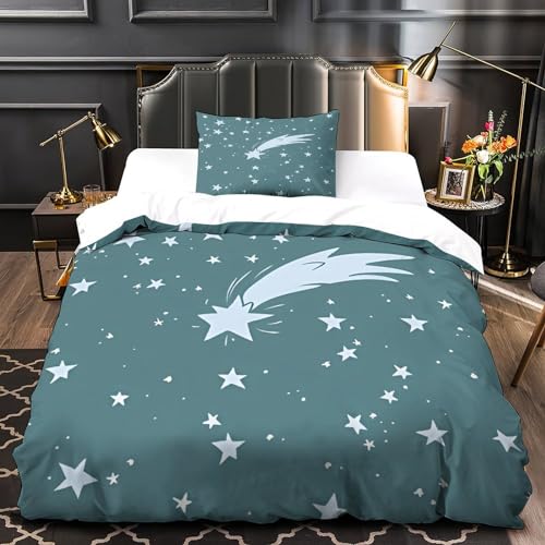 Housses de couettes microfibre zip météore tombant 3D lit simple