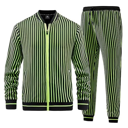 ANOTWENER Track Suits for Men Set 2 Piece Sweat Suits Stripe Tracksuit Men Outfits Sets Sweat Jackets Walking Suits Jogging Jogger Set Green JW-080-L