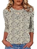 Blingfit Fall Tops for Women Long Sleeve Shirts Crew Neck Tops Trendy Fashion Dressy Casual Loose Work Blouses M Leopard