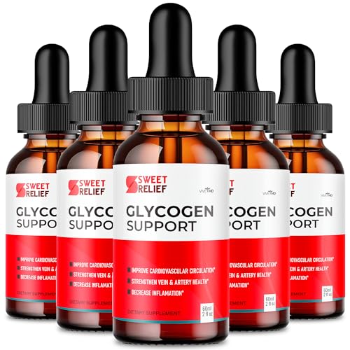 Sweet Relief Glycogen Support Drops – Sweet Relief Blood Vessel Cleaner Supplement, Glycogen Support Sweet Relief Advanced Formula SweetRelief Drops for Overall Health + Wellness (5 Pack)