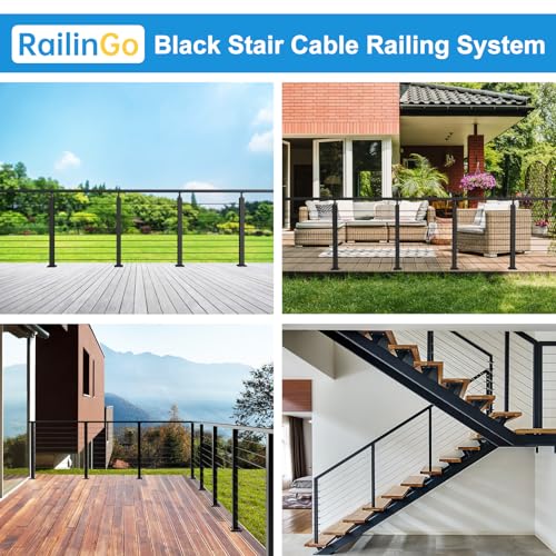 Image of Handrail Corner Connector - Flat Handrail Accessories, POM Handrail Connector Fitting for Rectangular Cable Railing Handrail, Deck Cable Railing System, RG01-C
