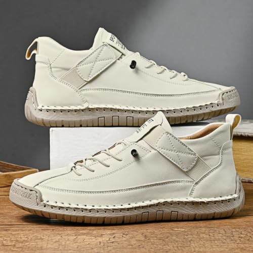 Image of Womens Casual Shoes Ankle Chukka Boots Slip On Breathable Loafers Handmade Fashion Sneakers Mid top Walking Driving Flats Shoes