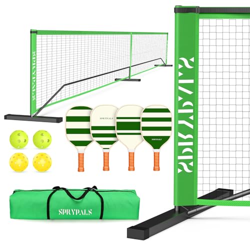 Pickleball Set with Net for Driveway, Portable 22FT Regulation Size Pickleball Net with 4 Pickle...