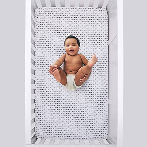 Image of Little Love by NoJo Little Man Cave Ivory and Black Arrows Nursery Fitted Crib Sheet