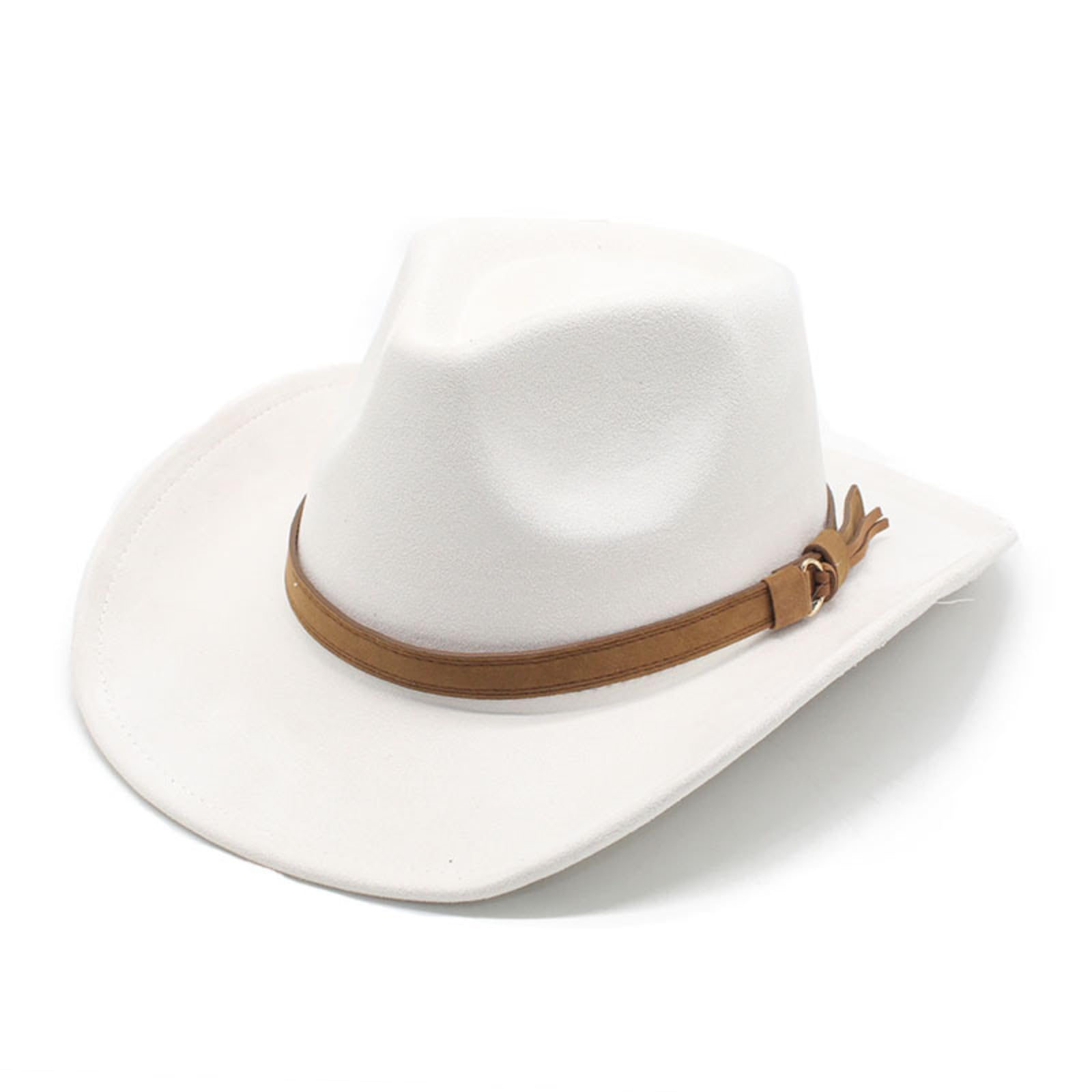 Cazqgoy Unisex Cream Cowboy Hat For Women Men Western Hat Cowgirl Hat Felt Wide Brim Cowboy Hats With Ribbon Jazz Hat With Ribbon Cowgirl Costume Western Hat Western Hats