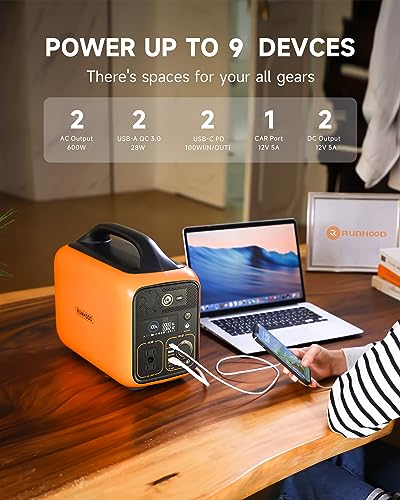 Runhood Solar Generator Rallye 600 Pro, 1296Wh Portable Power Station With RUNHOOD Carrying Case Bag&4 Hot Swappable Batteries, 110V/600W AC Outlet for Outdoors Camping, Home Use, Emergency, CPAP - Image 3