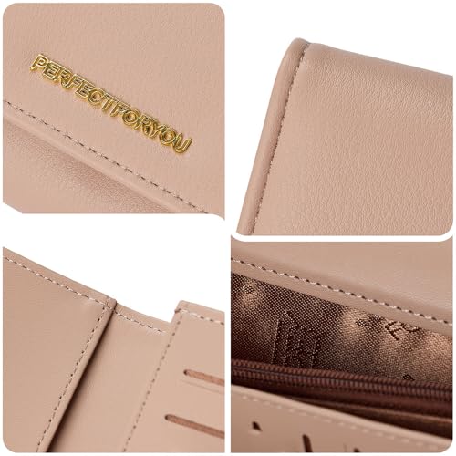 JIUFENG Womens Bifold Slim Wallet, Credit Card Holder with Coin Purse, Clutch Organizer for Women (Blue)3