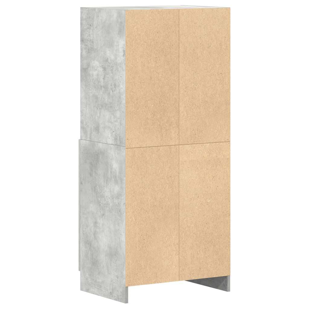 Szara betonowa szafka kuchenna 57 x 41,5 x 131,5 cm z płyty wiórowej z drzwiami i otwartymi półkami, szafka dolna, duża przestrzeń do przechowywania sprzętu AGD, stabilna