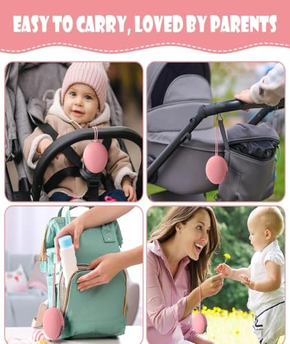 Image of Pacifier Holder Chain for, Pacifier Chain, Pink Pacifier Holder, Portable Pacifier Case for Organization, Keep Spare Soothers Clean on the Go