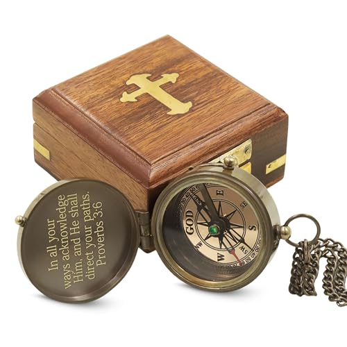 Brújula grabada para regalo de bautismo para niños miniatura 1
