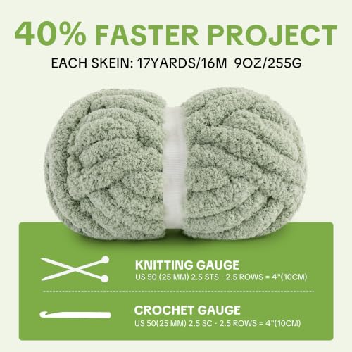 Image of HOMBYS #12 Mage Jumbo Chunky Chenille Yarn for Hand Knitting & Crocheting