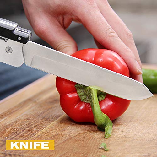 ROXON MBT3 6-in-1 Multifunktionales abnehmbares faltbares Grillwerkzeug-Set für Hinterhof-Grillen, Grillen und Camping