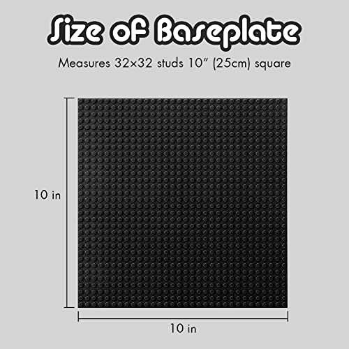 Image of Lekebaby 12 Pack Classic Baseplates 10 inch x 10 inch, Building Base Plates for Building Bricks, 100% Compatible with Major Brands and Activity Table-Baseplate, Sturdy & Safe, Age 3 and up Kids, Black