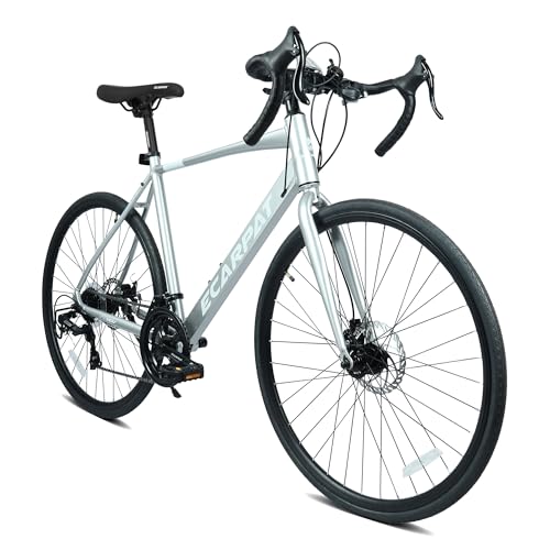 700C Lightweight Aluminum Road Bike, 16-Speed Racing Bicycle with Disc Brakes, Hybrid Commuter Bike for Men and Women, Perfect for City Roads and Outdoor Cycling (M-Pink-B)