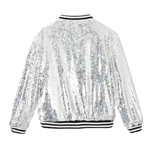 Image of LOLANTA Girls Sequin Jacket, Kids Long Sleeve Glitter Bomber Coats 4-15Y