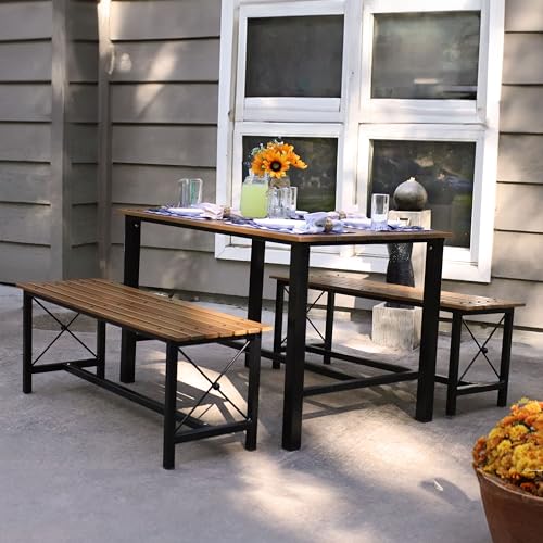 Sunnydaze 4-Person Solid Wood Rectangle Patio Dining Table - for Indoor or Outdoor Use - 47.25