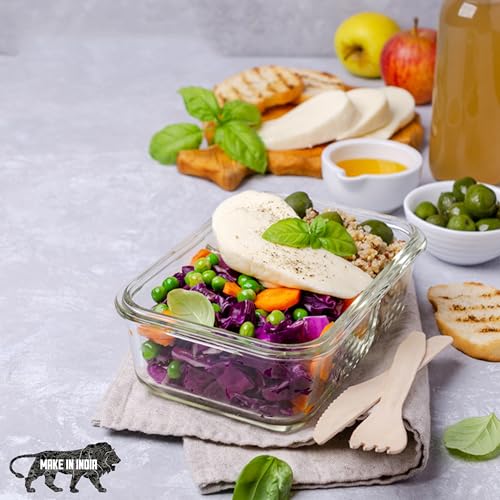 Image of Cutting EDGE 1040ml Rectangular Borosilicate Food Container (Set of 1) | food storage, meal prep, refrigerator use, microwave safe, transparent body, everyday kitchen home & office use