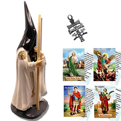 Heraldys Figura Penitente de Semana Santa, con capirote Negro y Capa Blanca. Nazareno de 20 cms.