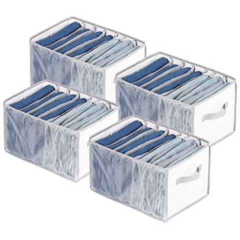 Univivi Extra Large Wardrobe Clothes Organizer Closet Organizer Portable Pants Sweaters Organizer for Closet,T-Shirt, Underwear, Upgraded 7 Grids Jeans Hoodie Organizer Clothes Organizer - Set of 4 Cover