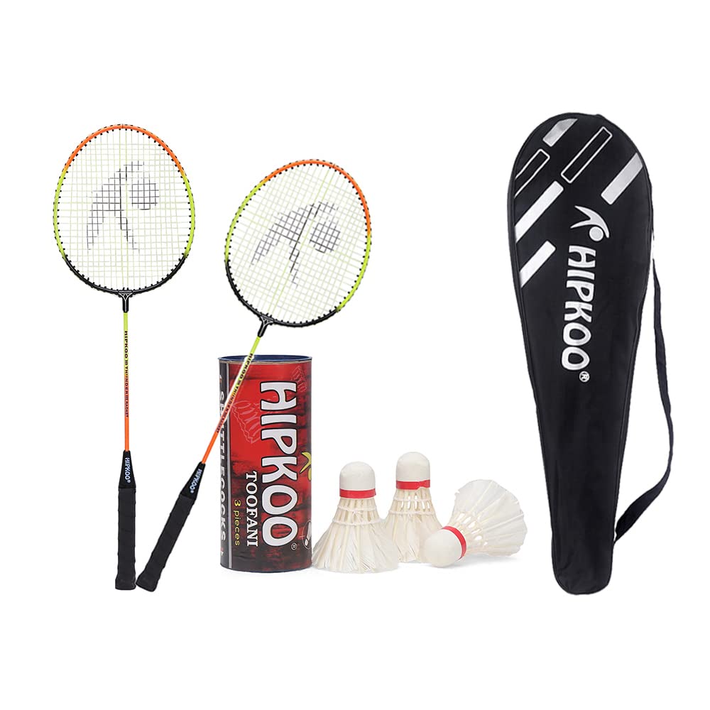 Hipkoo Sports Thunder Professional Quality Wide Body Aluminum Badminton Racquets Set| 2 Wide Body Rackets with Cover, 3 Shuttlecocks| Ideal for Beginner | Lightweight & Sturdy (Orange) (B09WKGV5CT) Amazon Price History, Amazon Price Tracker
