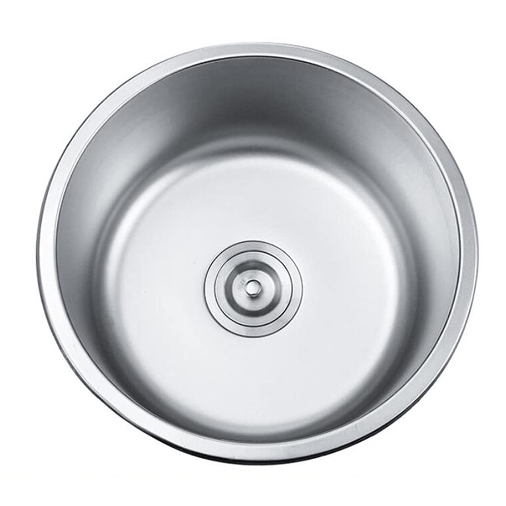 ASerZenith Kitchen Fixtures Bath Fixtures Round Sink Kitchen Renovation Pool Round Small Sink Bathroom Round Washbasin Washing Vegetables Single Bowl(Silver-30 * 30Cm)