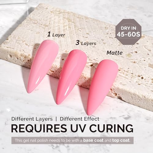 Image of MelodySusie 0.5fl oz Bright Bubblegum Pink Gel Nail Polish, Nails Soak Off UV LED Light Pink Gel Polish Gift for Women Nail Art Manicure Salon DIY Nail Design Decoration at Home-A2615