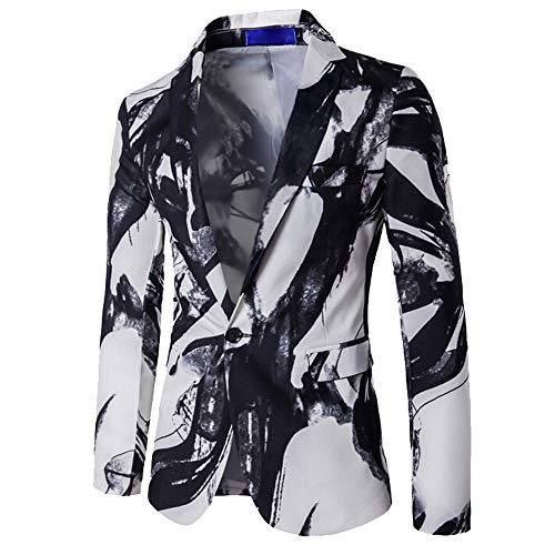 WWricotta LuckyGirls Chaqueta de Trajes y Americanas para Hombre de Manga Larga Estampado de Tinta Cardigan Sudaderas Capa Moda Entallada Abrigo