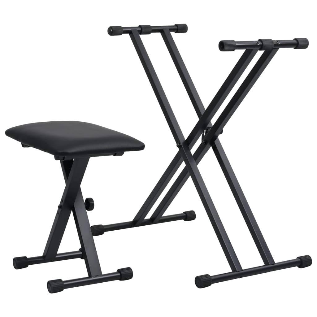 Tomostar Support de Clavier et Tabouret, Support et Banc pour Piano Noir