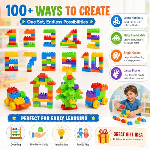 Image of Zest 4 Toyz Building Blocks for Kids STEM Educational Construction Toys with Wheels Interlocking Bricks Learning Activity Set for Toddlers Boys and Girls Age 3+ Multicolor (103 Pcs)