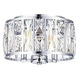 COYILAP Chrome Flush Mount Ceiling Light, 3 Lights Close to Ceiling Light Fixtures, Crystal Ceiling