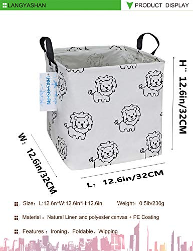 Image of Square Storage Baskets Children Shelves Gift Toy Organizer Room Lion | Laundry Hamper Collapse Canvas with Handles for Organizing Home Kitchen Children Toys Office Closet Shelf