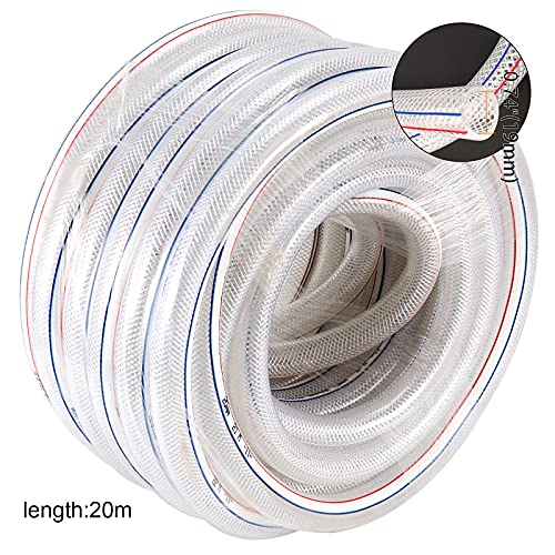 Seunmuk 3/4" Id 65 Ft Braided Clear Flexible Pvc Tubing, Reinforced Pvc Clear Vinyl Tubing, Uv Chemical Resistant Vinyl Hose For Water Delivery, Lawn Irrigation, Garden Watering #TOP1