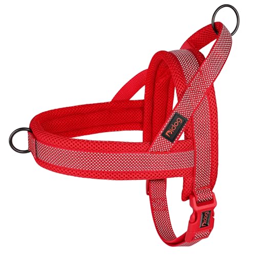 Image of Didog No Pull Dog Harness for Large Dogs, Breathable Mesh Padded, Red, L | Quick Fit, Easy On and Off, Adjustable, Reflective Vest Harness for Night Safty, Easy for Walking and Training, Chest 26-32 inch