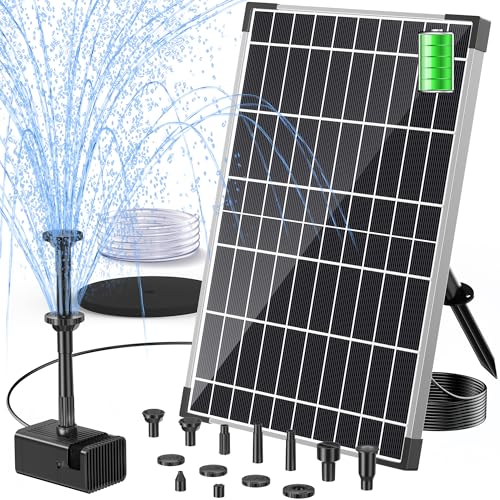 POPOSOAP Solar Fountain Pump, 12W Solar Water Pump Kit with 4400mAh Battery Backup Work All Day, 8...
