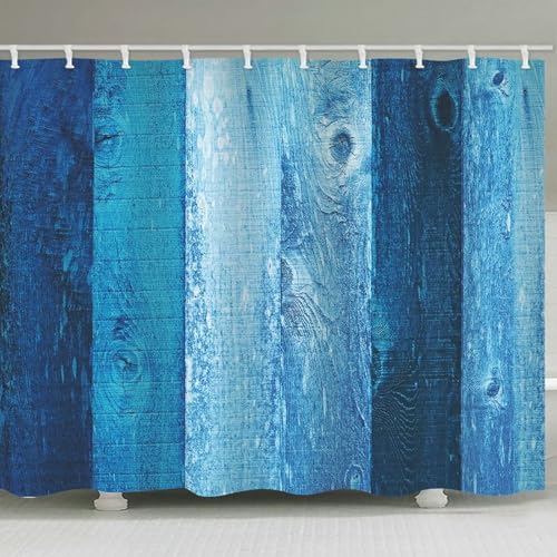 Rideau de douche imperméable bleu en polyester 180x200 cm avec anneaux - 3