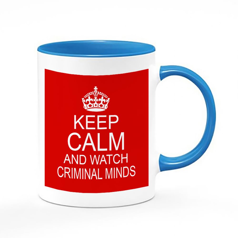 Giftme Keep Calm and Watch Criminal Minds, 11oz Inside Coloured Ceramic Mug. (Blue)