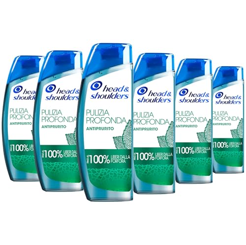 Shampoo Head & Shoulders Pulizia Profonda Antiprurito, Sollievo Contro La Forfora, Con Menta Piperita, Capelli Fino Al 100% Liberi Dalla Forfora, 250 ml