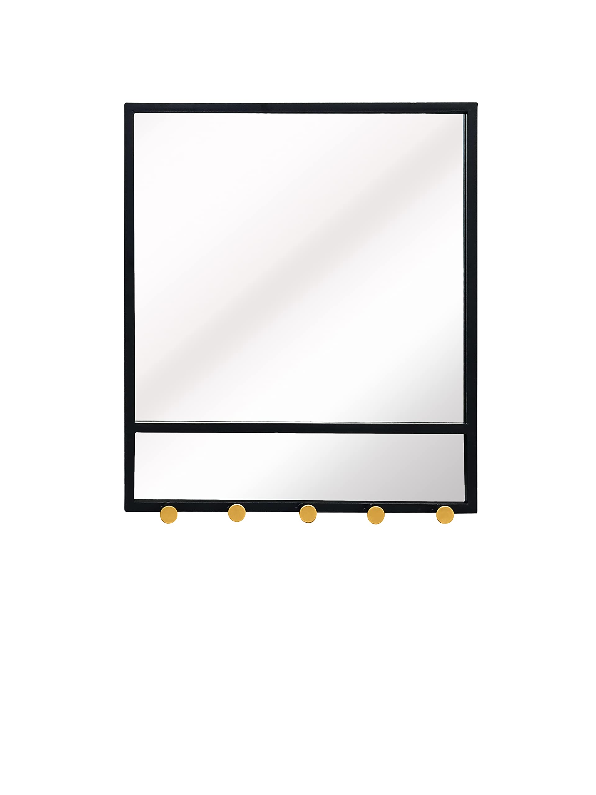 Aspect Furniture Entryway Mirror With Five Hooks,black Metal Mirror( 52(W)X60(H)X7(D) Cm) from B&Q